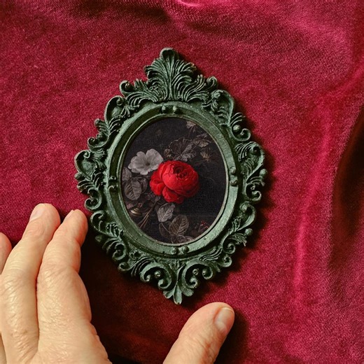 Small Gothic Frame With Antique Dark Floral Painting Print, Black Baroque Art - Etsy