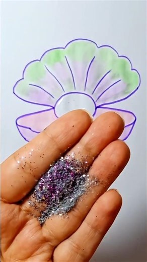 Easy Pearl Shell Drawing ✨ | Glitter Coloring for Kids #drawing