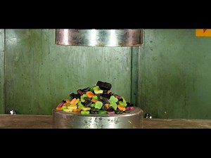 Crushing Finnish candy with hydraulic press