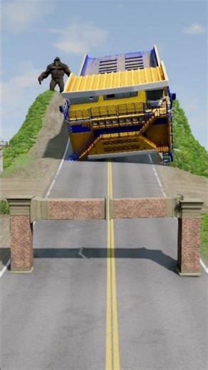 Giant Luxury Truck & Cars vs Impossible Stop Trap - BeamNG Drive #shorts #beamng