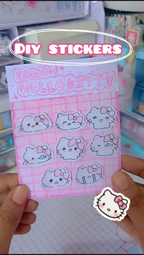 diy papercraft 🍥🩷 hello kitty stickers🌷🍡#diy #sticker #shorts #fyp #fypシ #trending #craft #kawaii