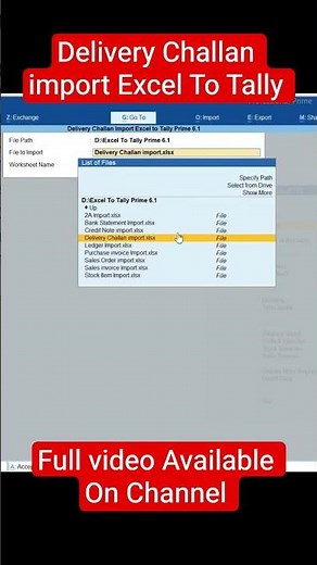 Delivery Challan import Excel To Tally Prime