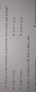 If x and y are inversely proportional, then which one is true?... | Filo