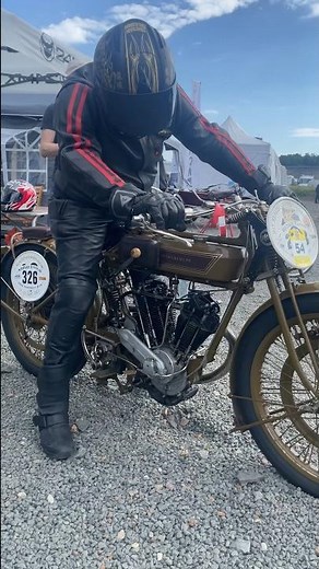 1921 Motosacoche 403 500cc look over and start up at the Vintage Revival in Montlhéry.