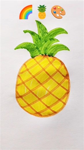 How to Color a Pineapple 🍍 Simple Drawing & Coloring for Beginners#viral #painting #shorts #colors