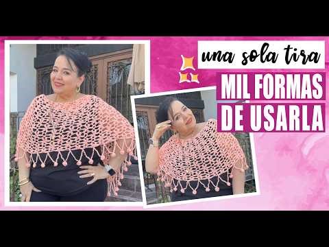 🌸 Knitted cape with a flower stitch 😍 One strip, a thousand ways to wear it! | Easy and versatile