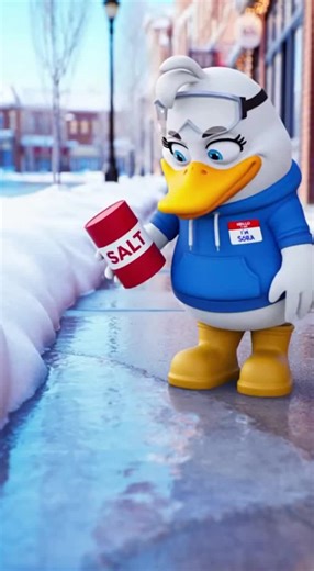 Why does salt melt ice? ❄️ Salt lowers the freezing point of water, making ice melt even when temperatures are below 32°F (0°C). Follow Sora the Duck for more science! #scienceexplained #tiktoklearningcampaign #science #sciencetok #sciencefacts