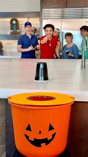 Our All-New Game: Sliding Cup Showdown 🏆 The family slides party cups with tennis balls to see who can land them into the Halloween pumpkin bucket. #halloween2024 #challenges #games #familygames #halloweengames | The Tus House