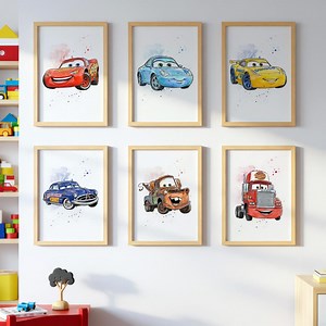 6 Lightning Mcqueen Cars Movie Poster Prints, Wall Art Decor, Nursery Prints, Digital Clipart Sally Carrera, Poster Tom Mater - Etsy Canada