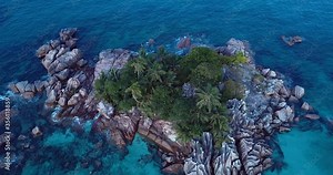 4K Aerial Footage of the St. Pierre Island surrounding Blue Water of the Indian Ocean, Seychelles