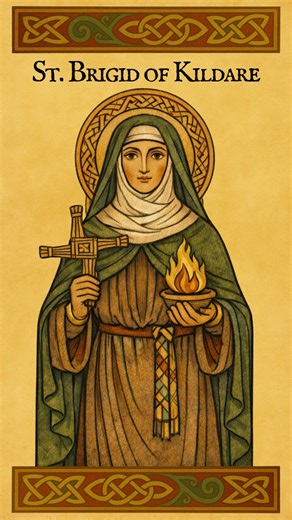 St. Brigid of Kildare stands among Ireland’s three great patron saints. Founder of one of the earliest Christian communities for women at Cill Dara — “Church of the Oak”, her life of faith, charity, and hospitality shaped Irish Christianity for generations. Tradition remembers her sacred flame kept burning in praise of Christ, her holy wells that became places of pilgrimage, and enduring customs such as weaving St. Brigid’s Crosses and leaving ribbons or scarves out overnight for blessing and pr