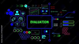 Evaluation Concept with Data Analytics, Business Graphics, loading bar, gearbox, Asymptotic smart data analytic,4k video