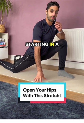 Open your hips with this modified lunge hip flexor stretch. #stretching #flexibility #mobility #fitness #movement