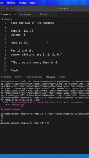 Day 40 | GCD of Two Numbers Interview Question #shorts