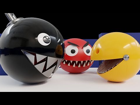 Robot Pacman vs Chain Chomp vs Red Monster Pacman (Super crazy fight)