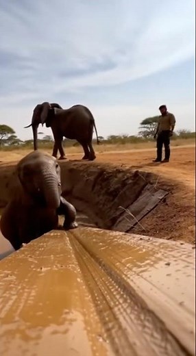 A Man Saves Entire Elephant Family from Disaster #elephant #shorts #viral #animals