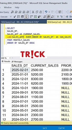 SQL Trick | Compare Current Month's Sale with 1st Month's Sale | LAG | OFFSET | Windows Functions