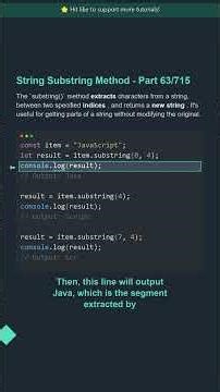 🎯 String Substring Method - Part 63/715 - Clean Code Practice #shorts #javascript