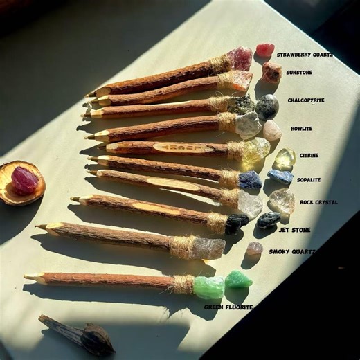 Handmade Wooden Crystal Pen: Natural Gemstone Writing, Personalized Engraving - Etsy