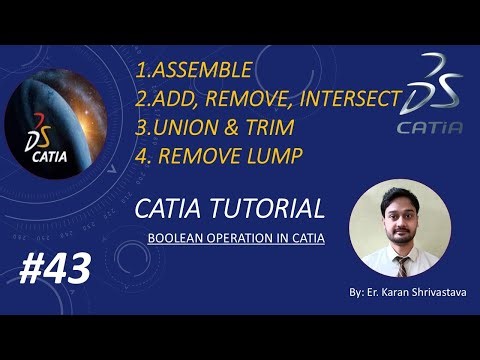 43. How to use Boolean Operation in Catia