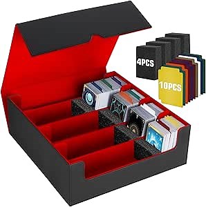 AOBOPLE Trading Card Storage Box,3200+ Card Box Storage with 24 Dividers and 4 Foam Supporters PU Leather Magnetic Cards Deck Case for MTG,TCG, Magic and Sport Cards,Great Gift for Card Collectors