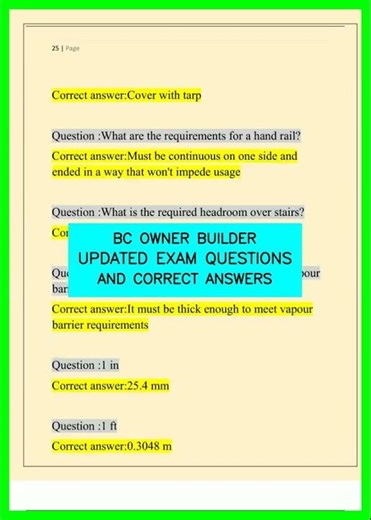 BC OWNER BUILDER UPDATED EXAM QUESTIONS AND CORRECT ANSWERS video