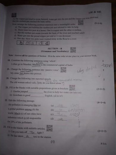 10th Class English Public Examination Question Paper – [Year]