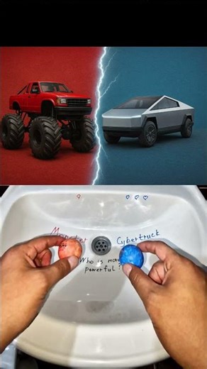 Monster Truck vs Cybertruck ☠️ Who is More Powerful? #truck #car #automobile