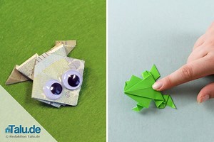 Origami Frosch falten - aus Papier/Geldschein basteln