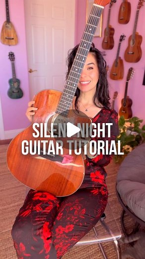 Bernadette Teaches Music | Silent Night Guitar Tutorial Chords used: G D7 C Am Strumming pattern: D DU DU Guitar used: @kalabrandmusic slim mahogany acoustic electric... | Instagram