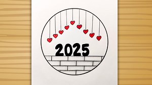 Happy New Year 2025 Drawing Tutorial with Pencil Sketch