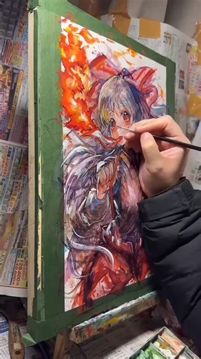 Fujiwara no Mokou painting | Touhou [東方]
