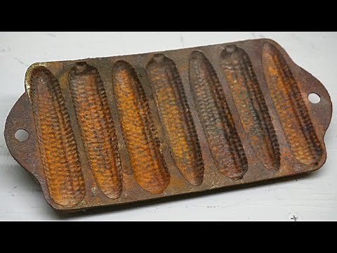 Rusty 100 Year Old Cast Iron Cornbread Pan Restoration