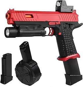 Gel Blaster Toys X5,Full Auto Splatter-Blaster for Ages 14 & Up and Adults with Drum,Long Hopper,Safety Light and Goggles for Activities Team Game,Red
