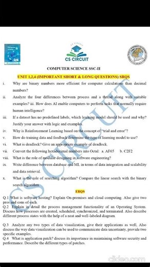 Computer SSC-II | Units 1, 2 & 4 | Important Short & Long Qs | FBISE & AJK 2025
