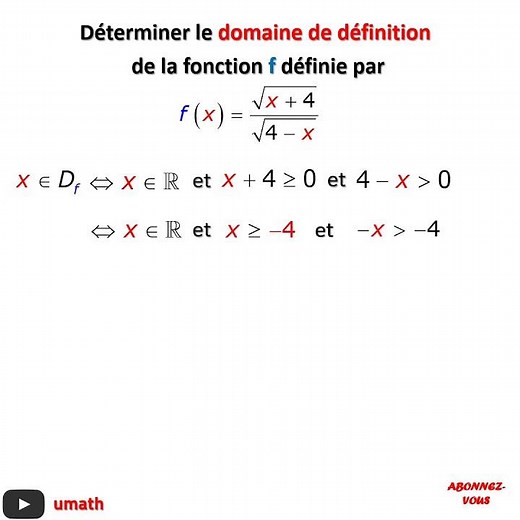 DOMAINE DE DEFINITION D UNE FONCTION NUMERIQUE