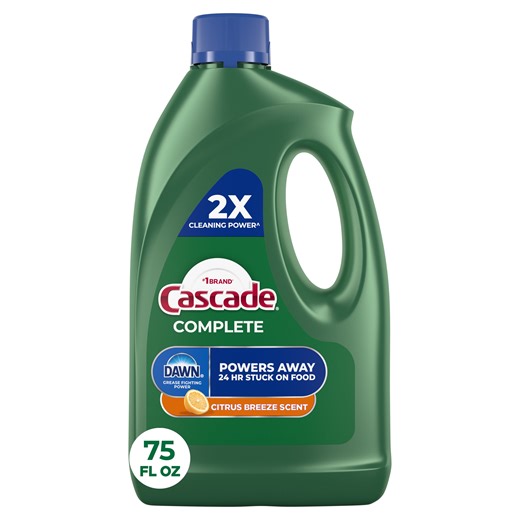 Cascade Complete Dishwasher Detergent Liquid Gel, Dish Detergent, Dish Soap, Citrus, 75 fl oz