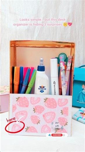 DIY Desk Organizer With 3 Hidden Compartments 😱✨ | Cute Stationery Storage Idea