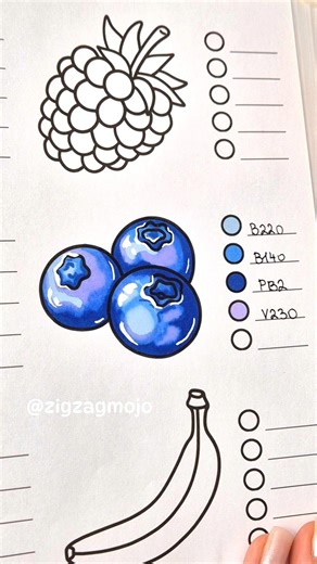 How to Color Blueberries – Soft Layering with Markers