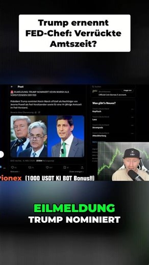 Trump ernennt Kevin Walsh zum FED-Vorsitzenden😳Verrückte Wahl❗️ #bitcoin #crypto #krypto #xrp