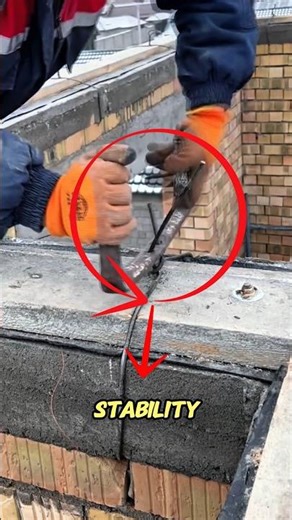 Brick Wall Reinforcement Process | Manual Rebar Tying for Strong Concrete Bond Beam.