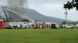 A firefighter received minor injuries while operating the ladder hose, according to officials in Botetourt County. DETAILS: https://www.wfxrtv.com/roanoke-county/crews-on-scene-of-structure-fire-in-hollins/ #Industrialfirefighting | WFXR News