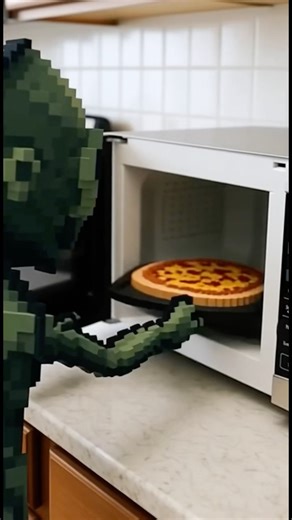 Alien Puts Pizza in Microwave… Then This Duck Appears and Says QUACK! 🦆🍕👽 (WTF Moment) #shorts