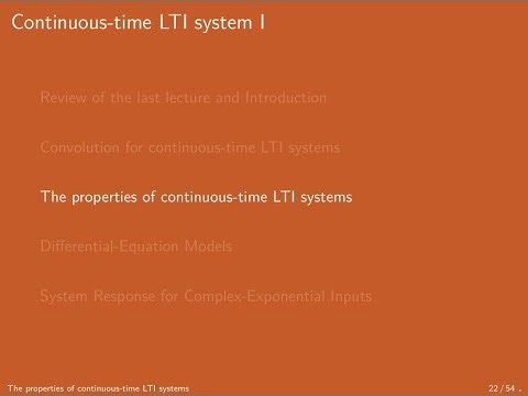 Engineering Analysis - Lecture 5 - Continues - time LTI system I