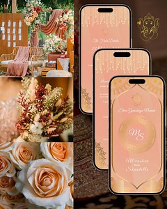 Peach & Gold Ganesh Wedding E-invite | Animated Hindu Shaadi Canva Template - Etsy