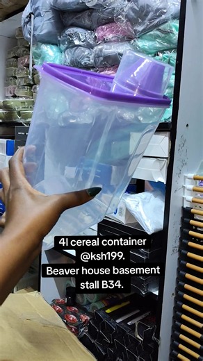 Cereal container @ksh 199 only. Beaver house basement stall B34, Tom Mboya St. For delivery or directions call /WhatsApp 0794717395. #purehomefinds #cerealcontainer #cerealstorage #pantrystorage#cheaphouseholditems