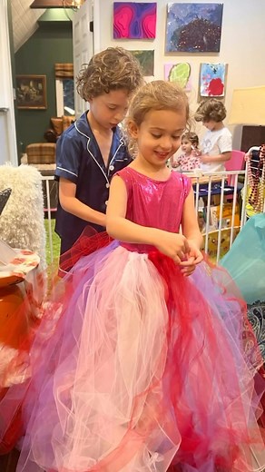 @couture.to.the.max Repost: Max designed this dress 👗 so that Audrey would look and feel beautiful at a pool party, then quickly throw the skirt aside and dive in! 😍🩷🩷 Who is ready for Max’s adult swim party line?! We need a good name for it. Let us know what you think this line should be called! 👗💦 | Fashion Bomb Daily