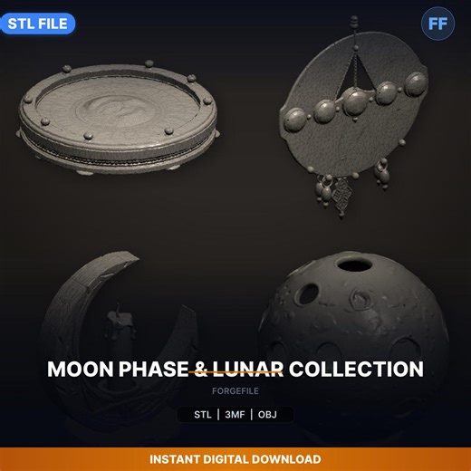 Moon Phase & Lunar Collection 5-pack STL Bundle | Save 39% | 3D Print Download - Etsy