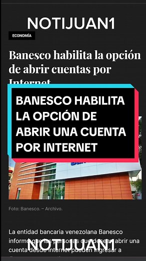 Banesco Habilita la Opción de Abrir Cuentas por Internet