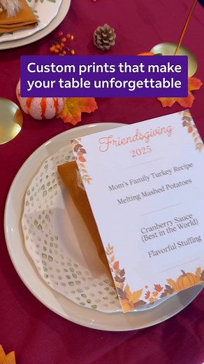 7.5K views · 145 reactions | Hosting Thanksgiving (or Friendsgiving)? Let's make it memorable.  Print custom menus, place cards, and cocktail signs with FedEx Office to add a personal touch to your celebration. Our affordable full-color printing on quality paper stock makes your gathering feel extra special. | FedEx Office | Facebook